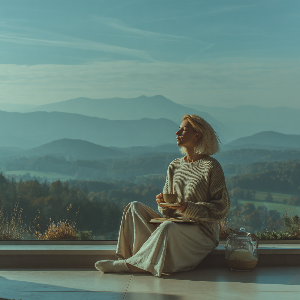 Жінка практикує йогу на сході сонця